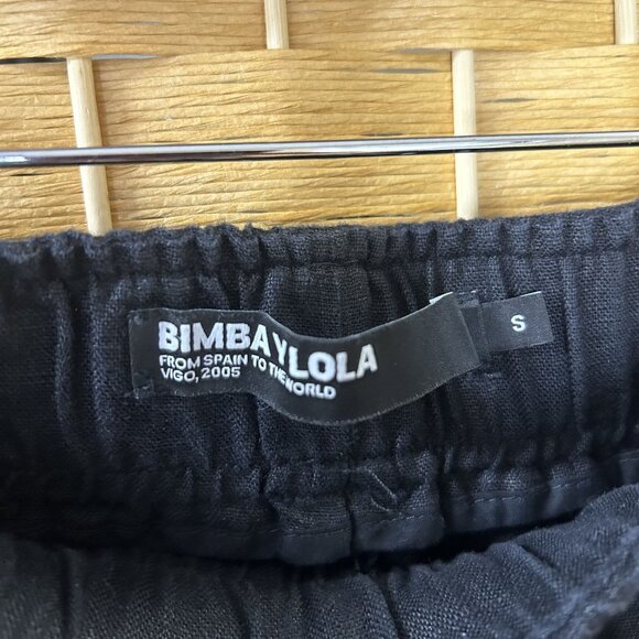 Bimba Y Lola Womens Linen Pull-On Trouser Pants Black Size Small - Picture 2 of 6